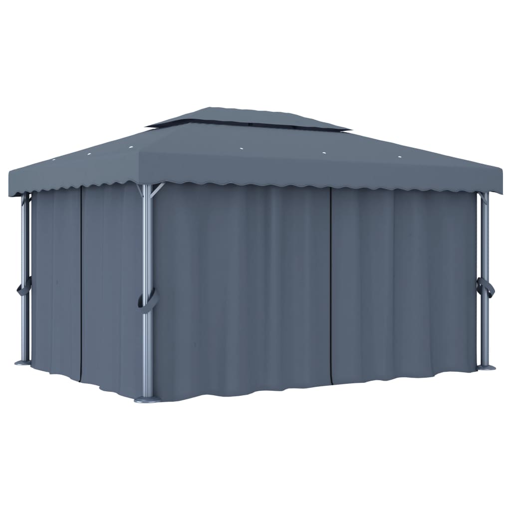 Gazebo Con Tende E Stringa Di Luci Led