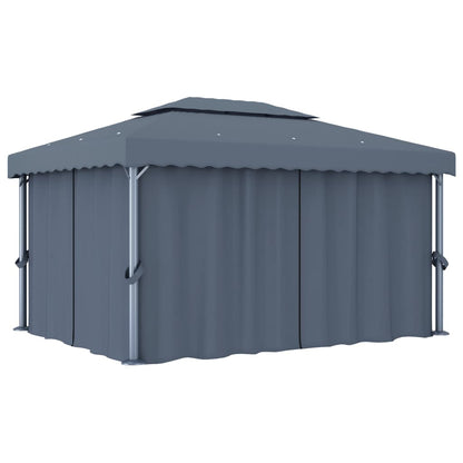 Gazebo Con Tende E Stringa Di Luci Led