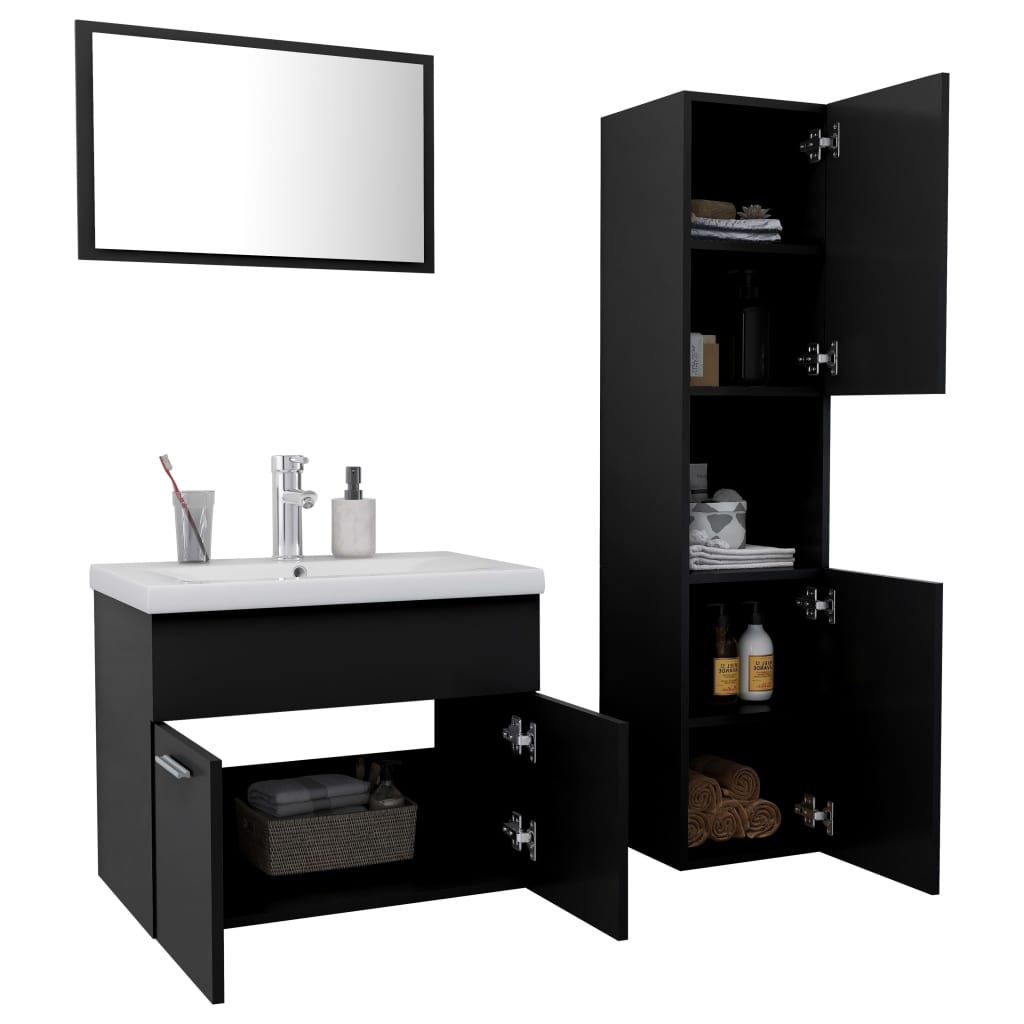 Set Mobili Da Bagno In Truciolato Nero