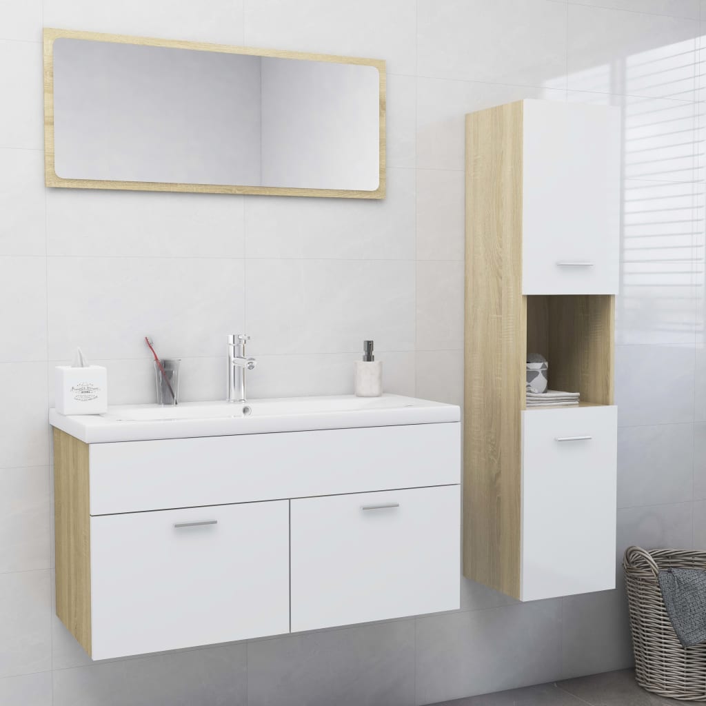Set Mobili Da Bagno 4 Pz In Legno Multistrato