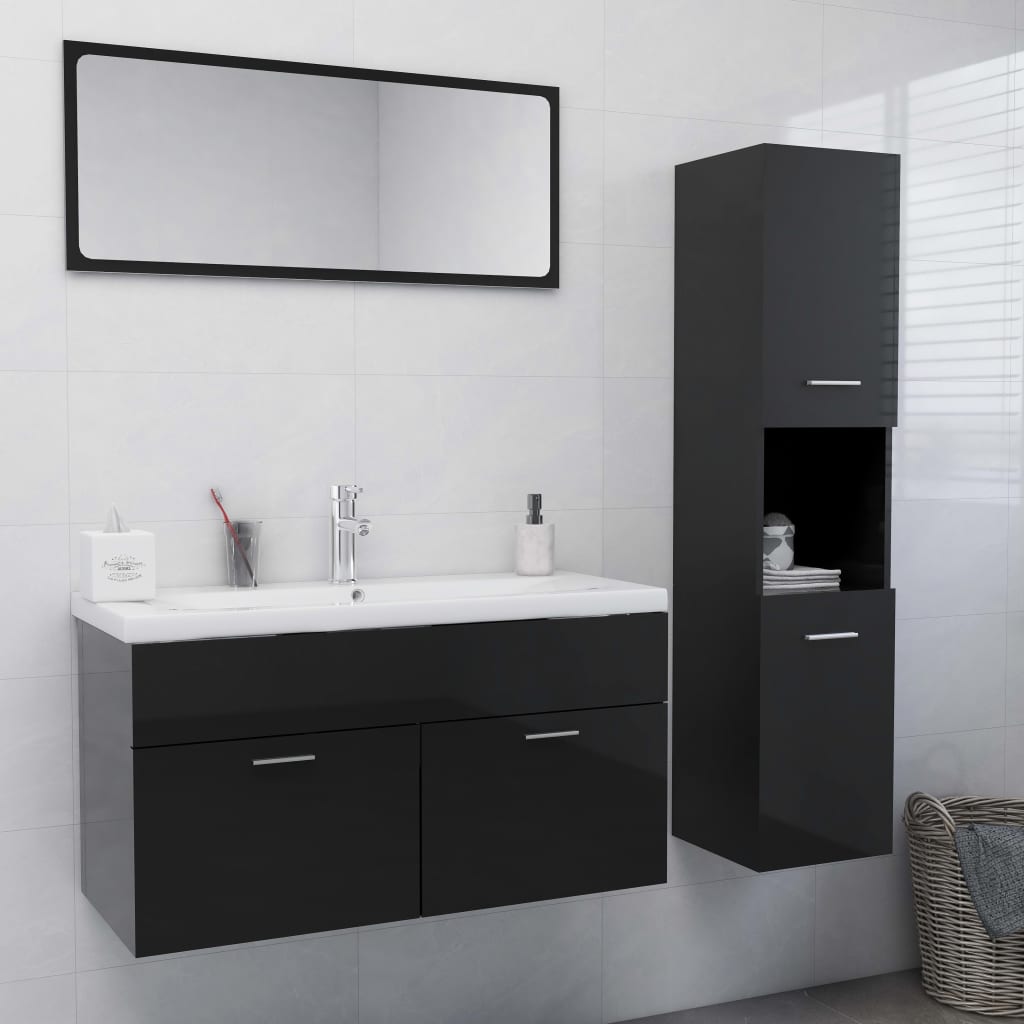 Set Mobili Da Bagno 4 Pz In Legno Multistrato