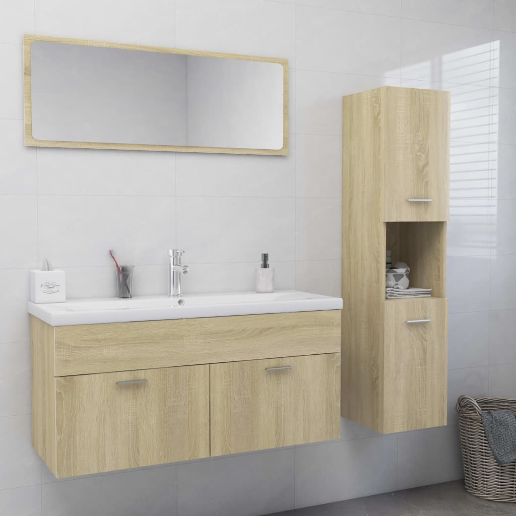Set Mobili Da Bagno 4 Pz In Legno Multistrato