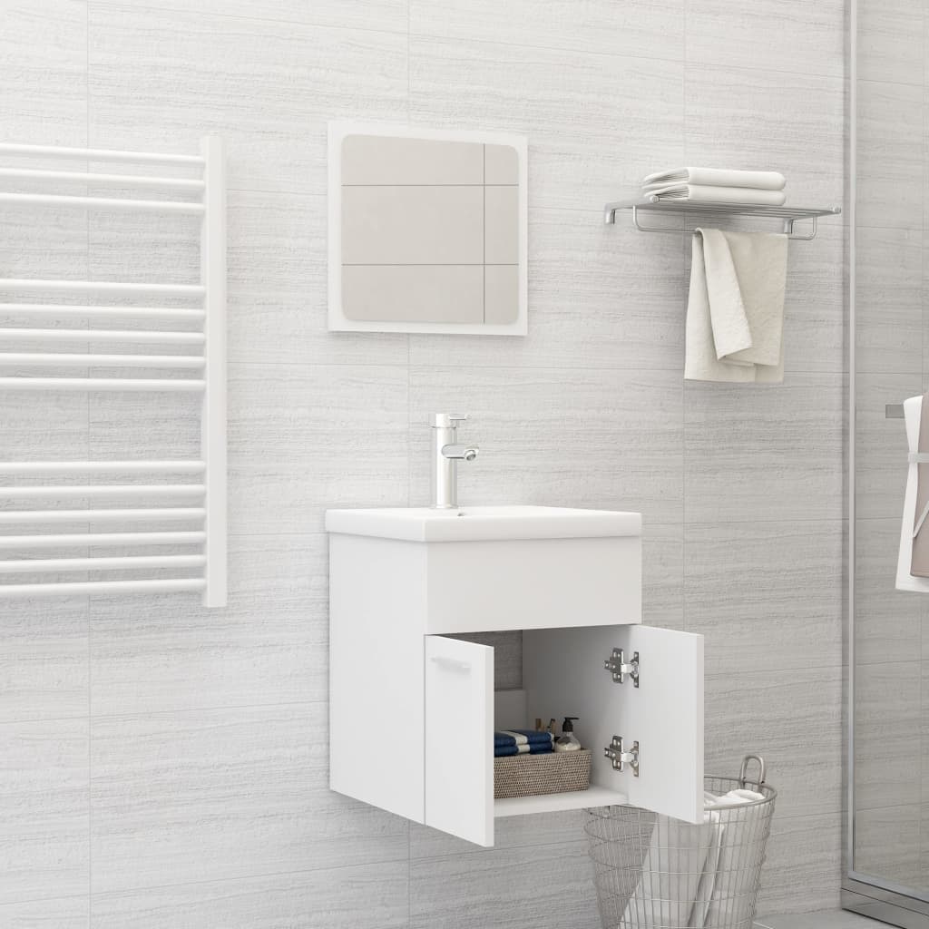 Set Mobili Da Bagno In Legno Multistrato Bianco