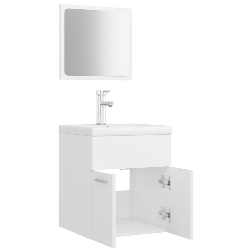 Set Mobili Da Bagno In Legno Multistrato Bianco