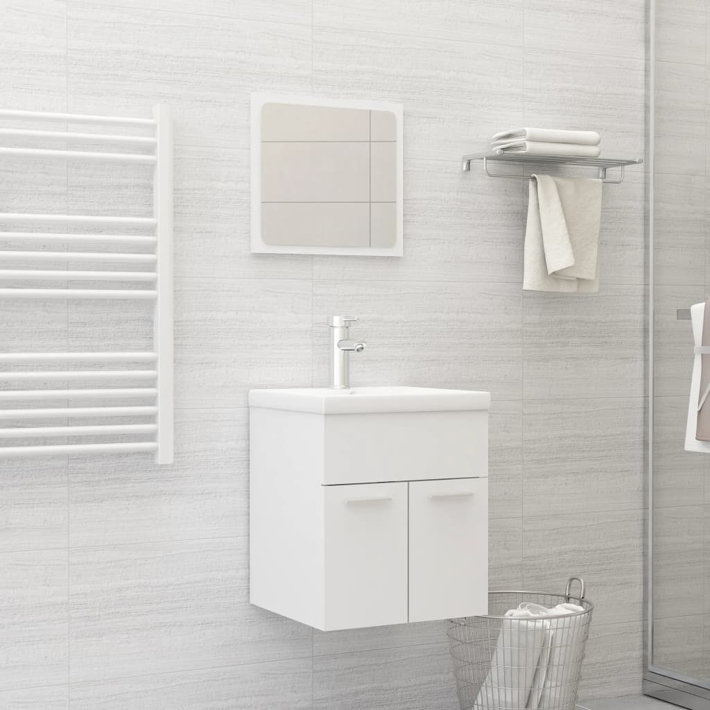 Set Mobili Da Bagno In Legno Multistrato Bianco