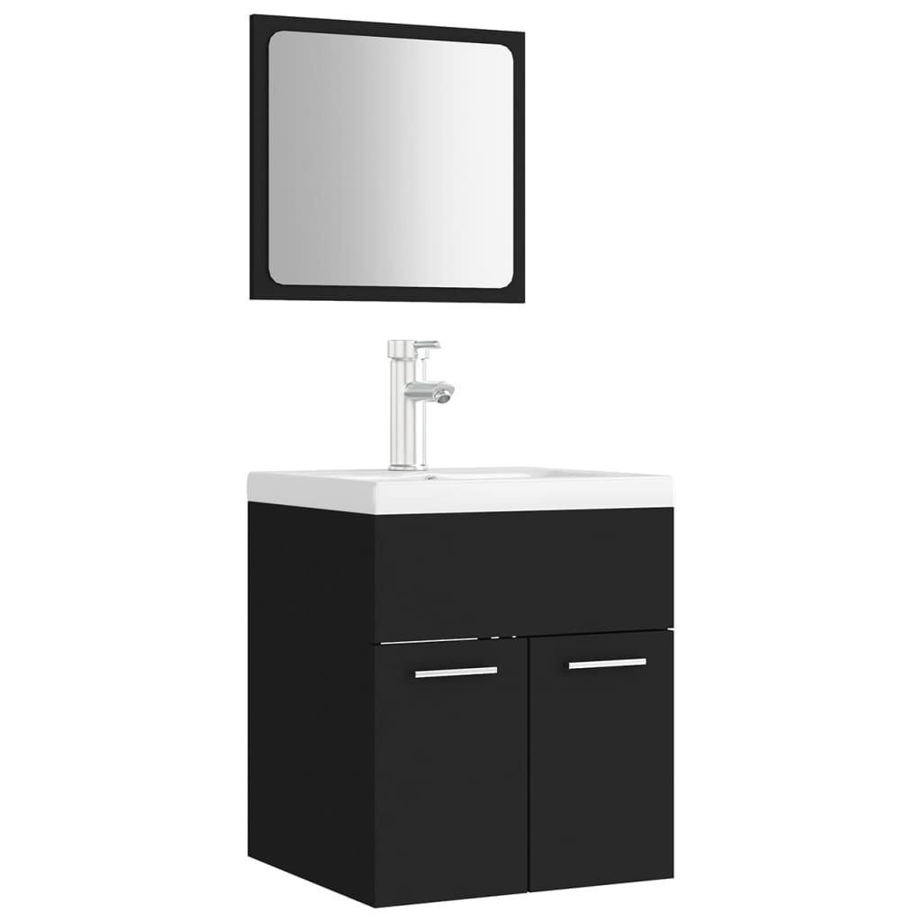 Set Mobili Da Bagno In Legno Multistrato Nero