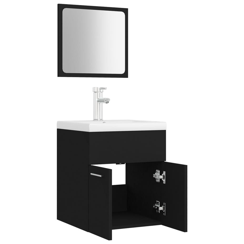 Set Mobili Da Bagno In Legno Multistrato Nero