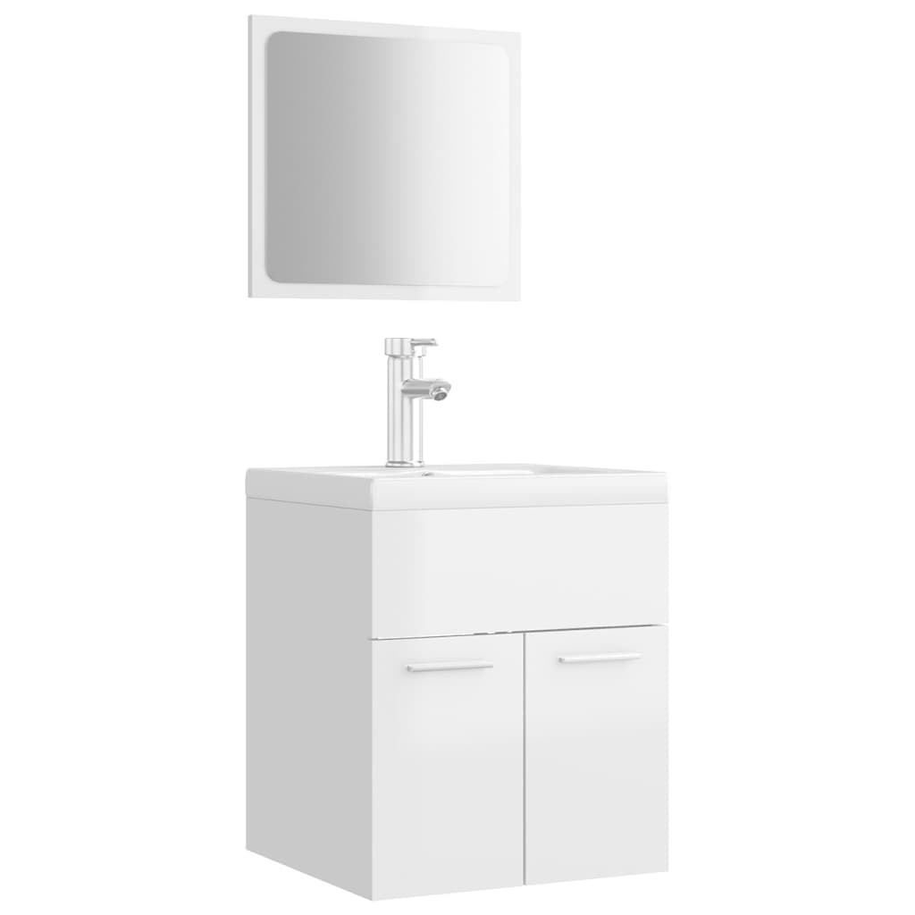Set Mobili Da Bagno In Legno Multistrato Bianco Lucido