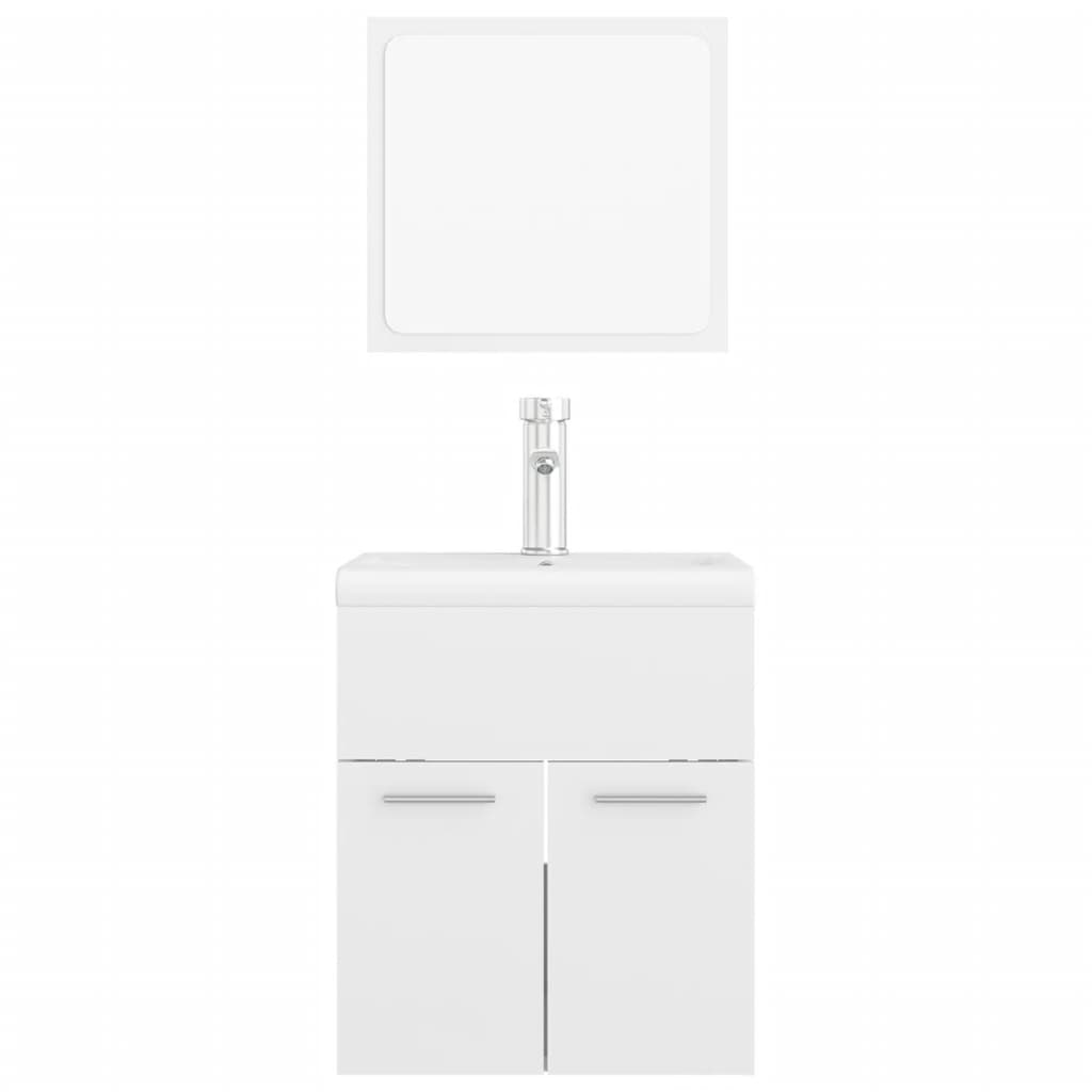 Set Mobili Da Bagno In Legno Multistrato Bianco Lucido
