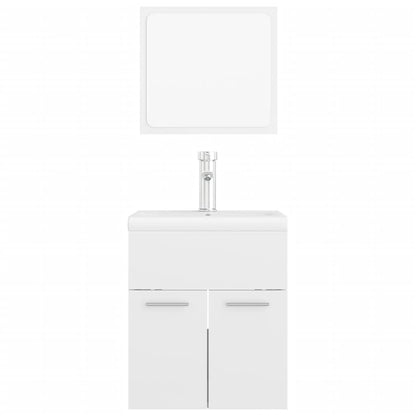 Set Mobili Da Bagno In Legno Multistrato Bianco Lucido