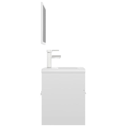 Set Mobili Da Bagno In Legno Multistrato Bianco Lucido