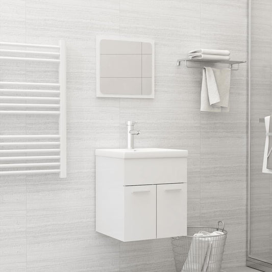 Set Mobili Da Bagno In Legno Multistrato Bianco Lucido