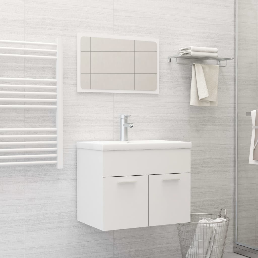 Set Mobili Da Bagno In Legno Multistrato Bianco