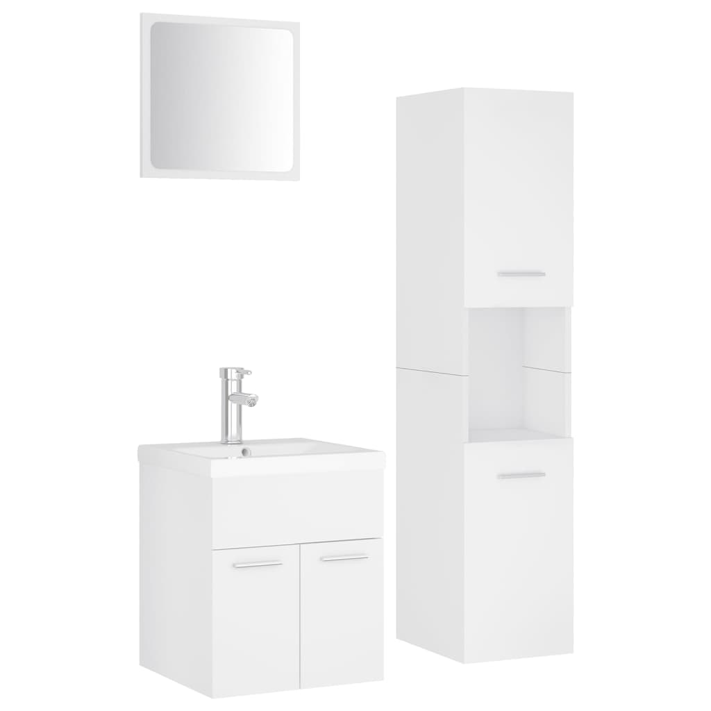 Set Mobili Da Bagno In Legno Multistrato Bianco