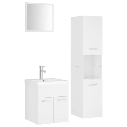 Set Mobili Da Bagno In Legno Multistrato Bianco