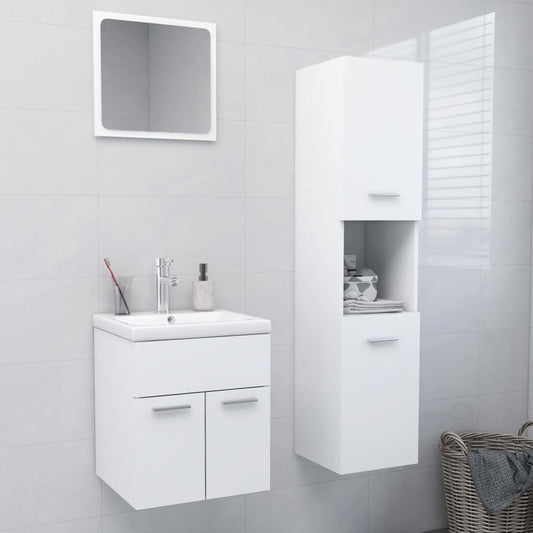 Set Mobili Da Bagno In Legno Multistrato Bianco