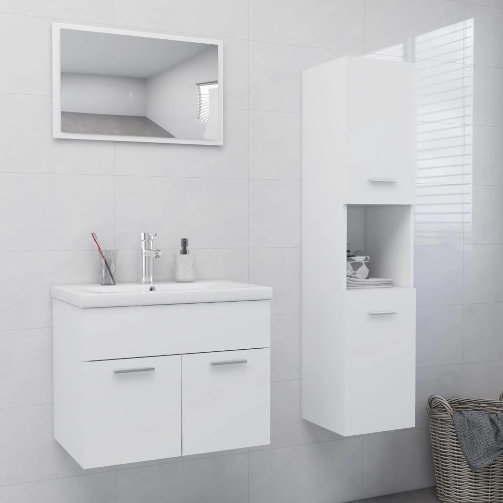 Set Mobili Da Bagno In Legno Multistrato Bianco