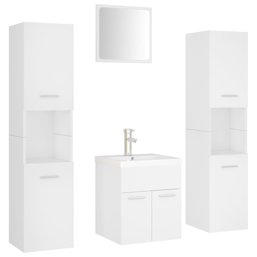 Set Mobili Da Bagno In Legno Multistrato Bianco