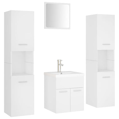 Set Mobili Da Bagno In Legno Multistrato Bianco