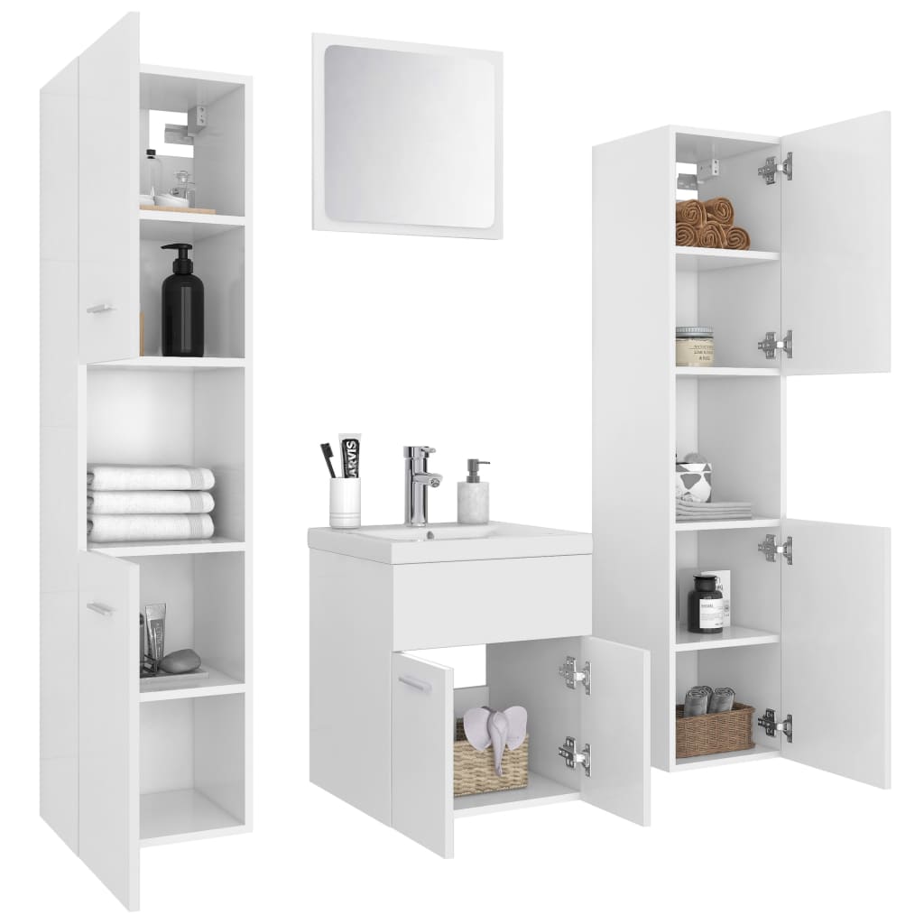 Set Mobili Da Bagno In Legno Multistrato Bianco