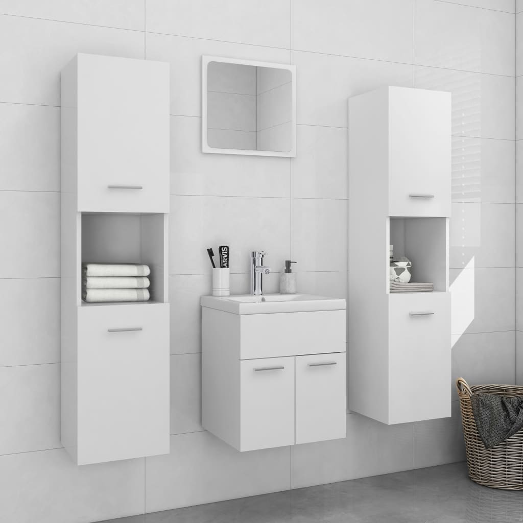 Set Mobili Da Bagno In Legno Multistrato Bianco