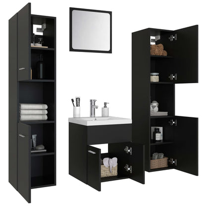 Set Mobili Da Bagno Nero In Legno Multistrato Bianco