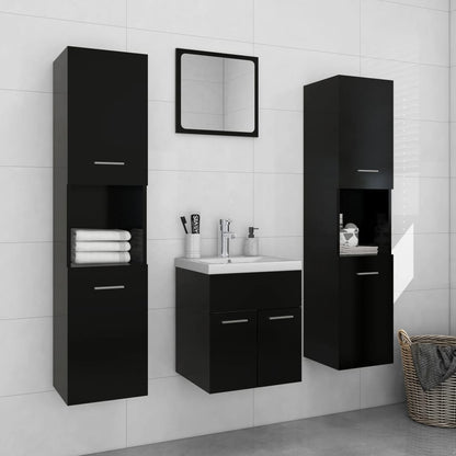 Set Mobili Da Bagno Nero In Legno Multistrato Bianco