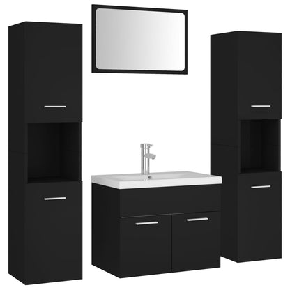 Set Mobili Da Bagno Nero In Legno Multistrato Bianco