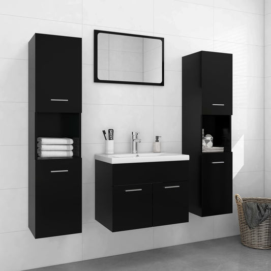 Set Mobili Da Bagno Nero In Legno Multistrato Bianco