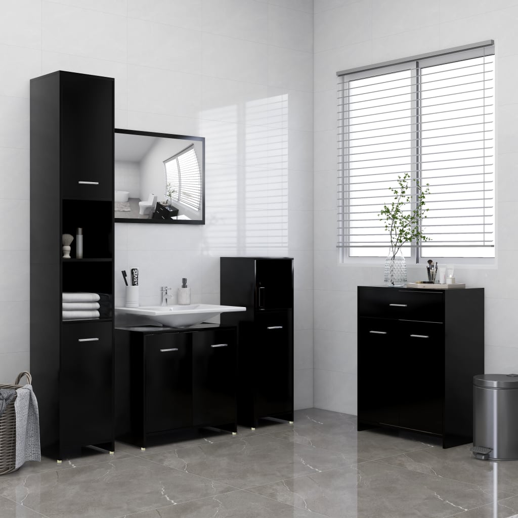 Set Mobili Da Bagno 4 Pz In Legno Multistrato