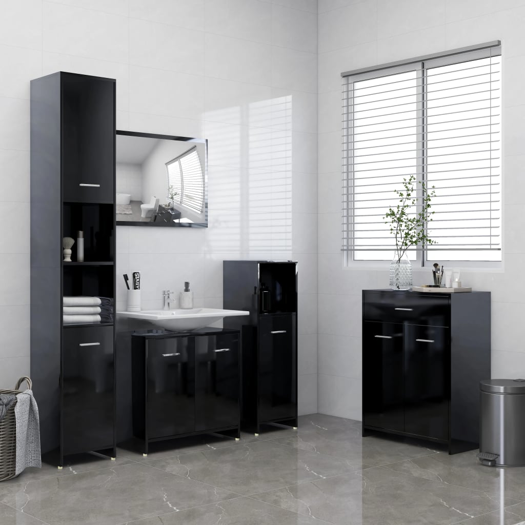 Set Mobili Da Bagno 4 Pz In Legno Multistrato