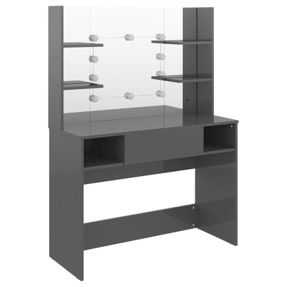Toeletta Con Luci Led 100X40X135 Cm In Mdf Grigio Lucido