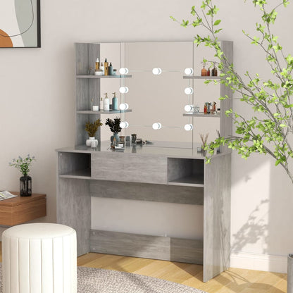 Toeletta Con Luci Led 100X40X135 Cm In Mdf Grigio Lucido
