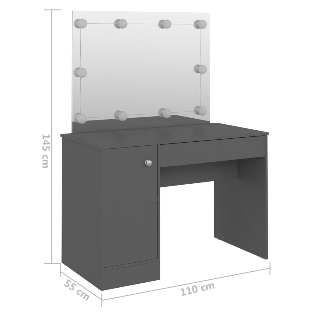 Toeletta Con Luci Led 110X55X145 Cm In Mdf Grigia