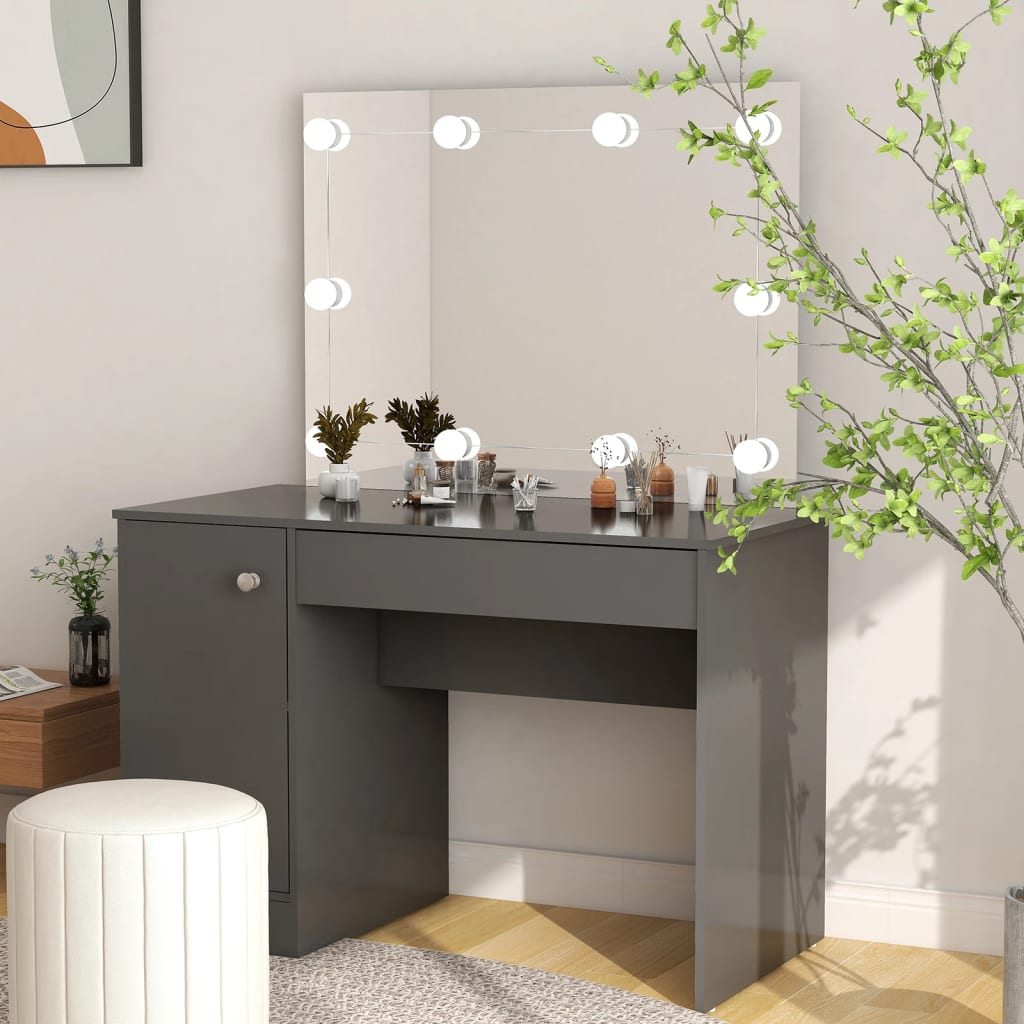Toeletta Con Luci Led 110X55X145 Cm In Mdf Grigia