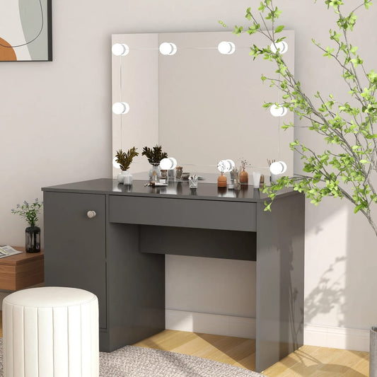 Toeletta Con Luci Led 110X55X145 Cm In Mdf Grigia