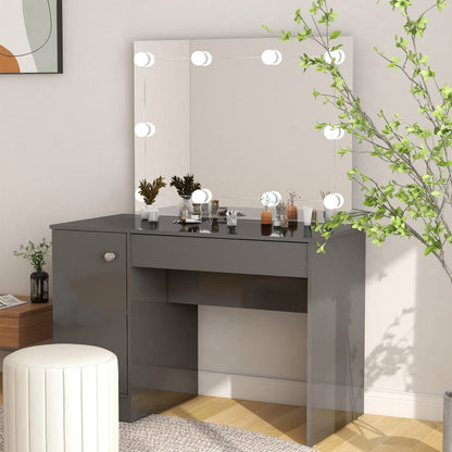 Toeletta Con Luci Led 110X55X145 Cm In Mdf Grigia