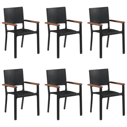 Set Mobili Da Pranzo Per Giardino 7 Pz In Polyrattan Nero