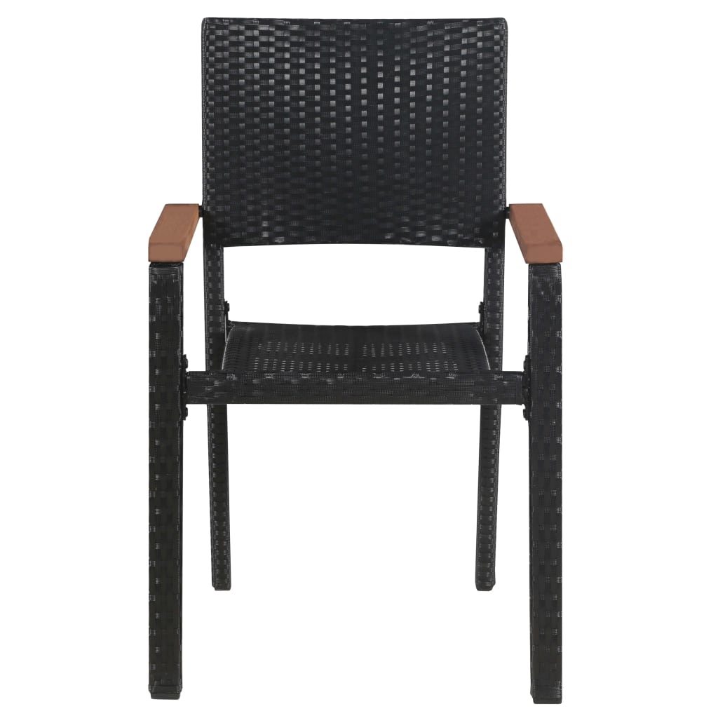 Set Mobili Da Pranzo Per Giardino 7 Pz In Polyrattan Nero