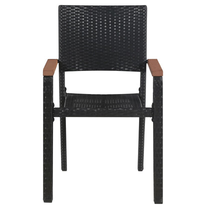 Set Mobili Da Pranzo Per Giardino 7 Pz In Polyrattan Nero