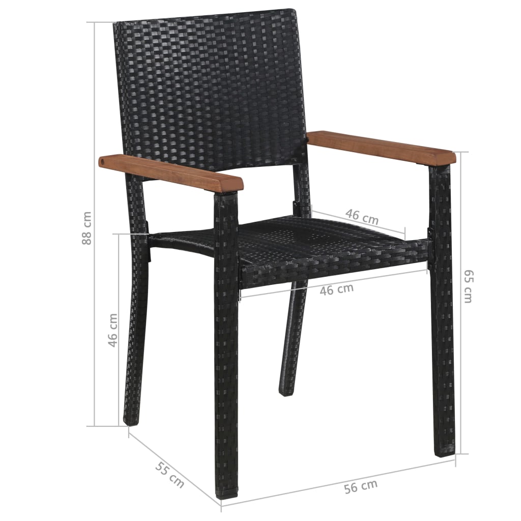 Set Mobili Da Pranzo Per Giardino 7 Pz In Polyrattan Nero