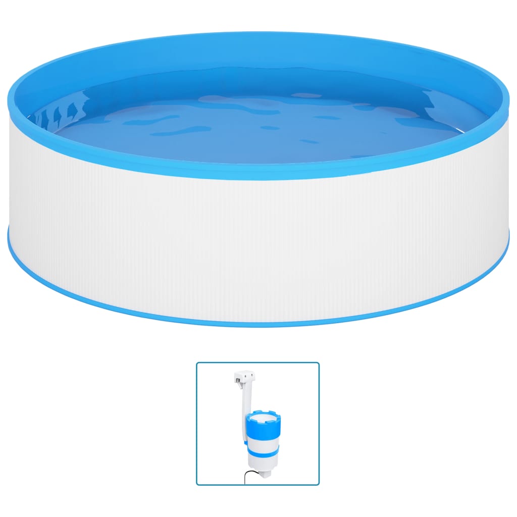 Piscina Fuori Terra Con Skimmer E Pompa Sospesi 350X90Cm Bianca