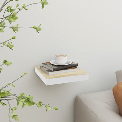 Scaffali A Parete 2 Pz 90X23,5X3,8 Cm In Mdf Rovere E Bianco
