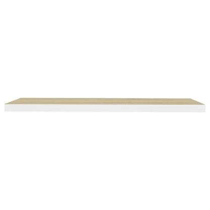 Scaffali A Parete 2 Pz 90X23,5X3,8 Cm In Mdf Rovere E Bianco