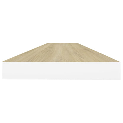 Scaffali A Parete 2 Pz 90X23,5X3,8 Cm In Mdf Rovere E Bianco
