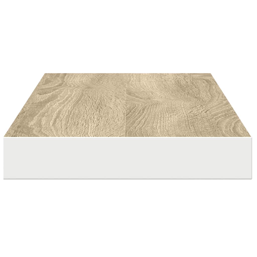 Scaffali A Parete 2 Pz 90X23,5X3,8 Cm In Mdf Rovere E Bianco