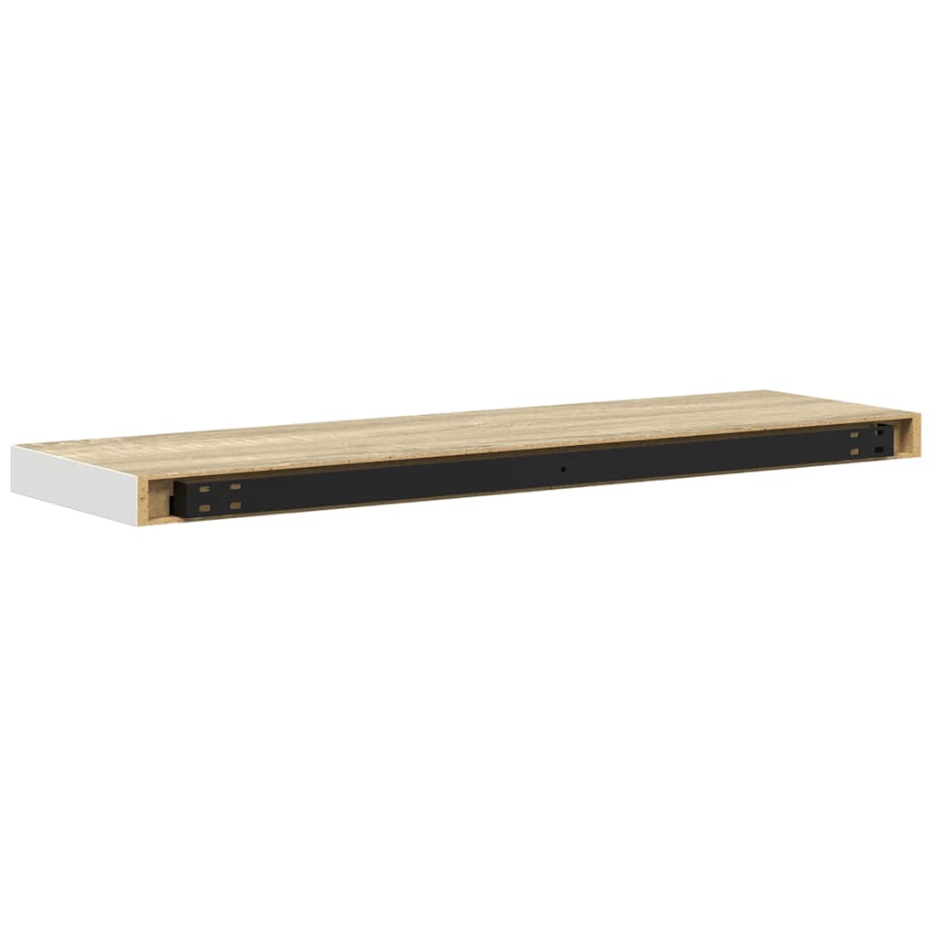 Scaffali A Parete 2 Pz 90X23,5X3,8 Cm In Mdf Rovere E Bianco