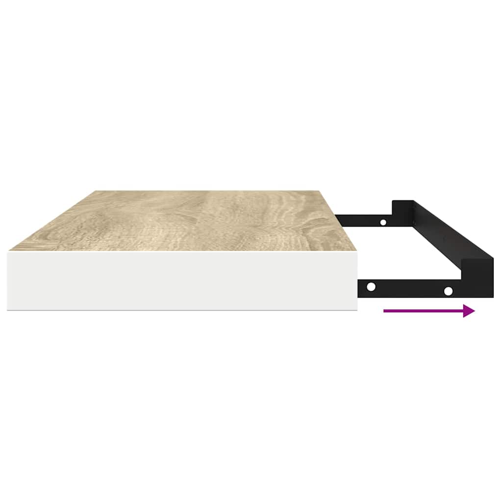 Scaffali A Parete 2 Pz 90X23,5X3,8 Cm In Mdf Rovere E Bianco