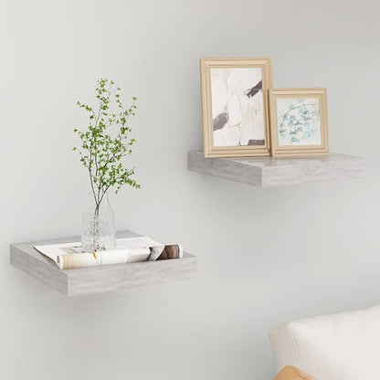 Scaffali A Parete 2 Pz 90X23,5X3,8 Cm In Mdf Grigio Cemento