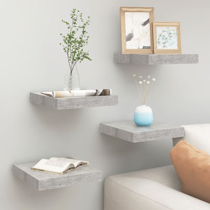 Scaffali A Parete 2 Pz 90X23,5X3,8 Cm In Mdf Grigio Cemento